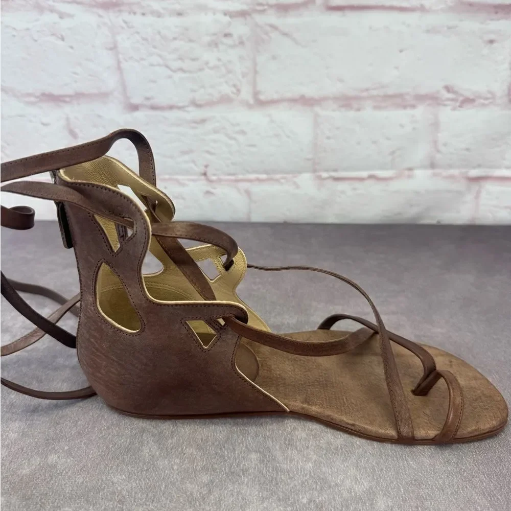 Chanel Interlocking CC Logo Leather Gladiator Sandals 38
